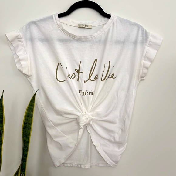 Vic Bee “C'est La Vie Cherie” Ruffle Sleeve T-Shirt - Picture 1 of 6